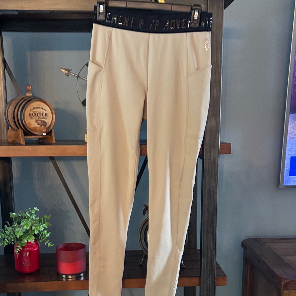 Free People Cream High-Rise Leggings with Branded Waistband - Picture 5 of 5